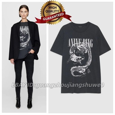   AUTHENTIC ANINE BING Charm Dragon Women Cotton Short Sleeve T-Shirt Tops SML