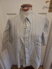 Mens St Michael Size 17" Green/Blue/Beige Striped Shirt