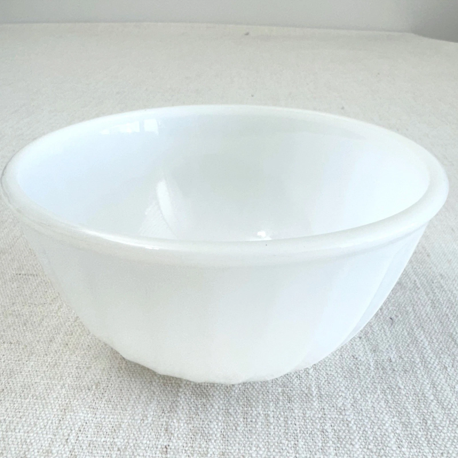 Vintage Fire King Milk Glass Berry Bowl White Swirl Bowl Anchor Hocking USA