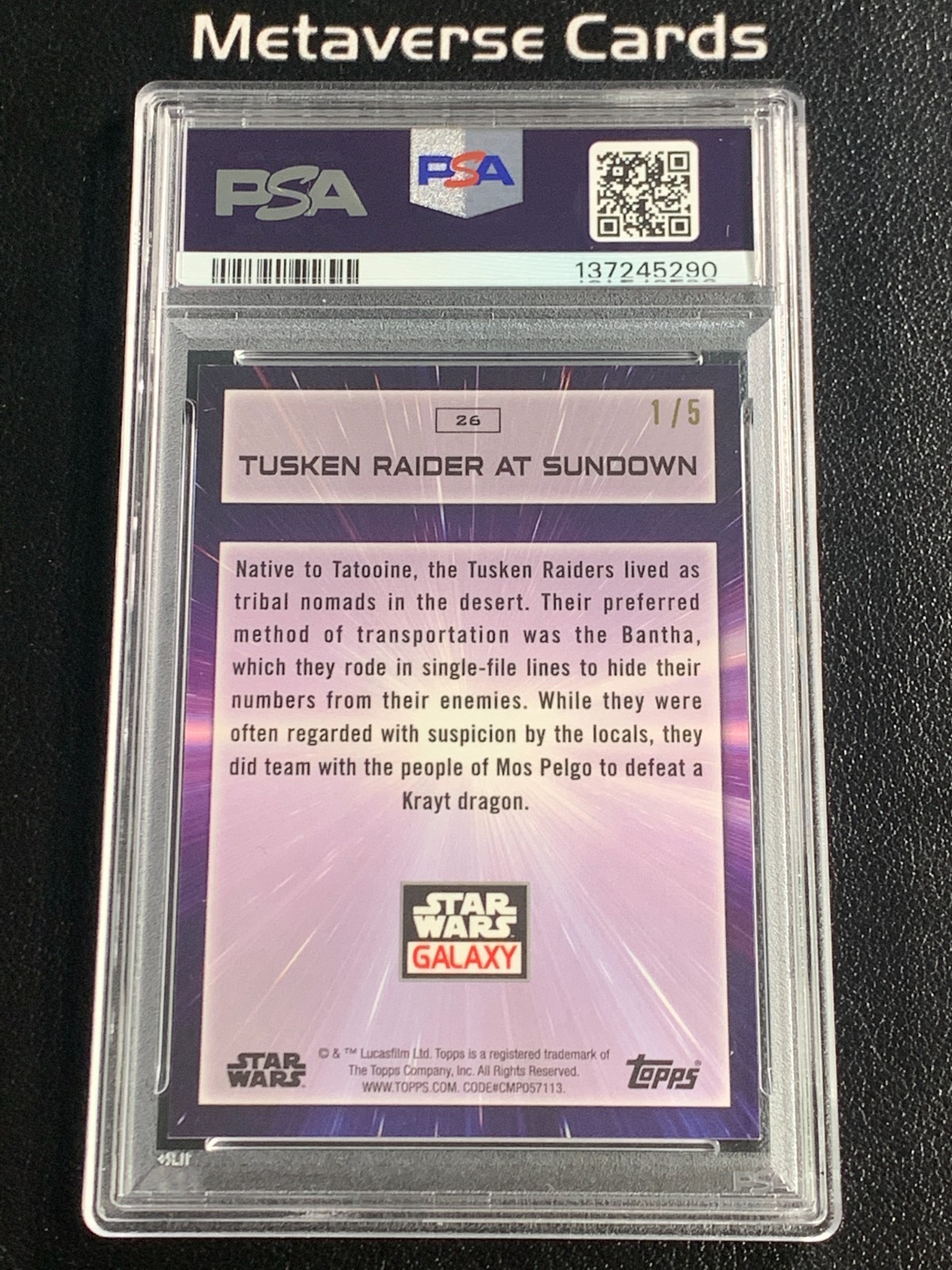 2022 Topps Chrome Star Wars Galaxy Tusken Raider At Sundown Red /5 PSA 10 view 2