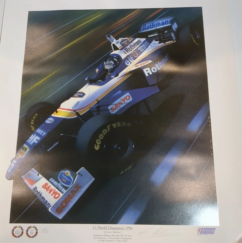 1998 Damon Hill Jordan Mugen Honda 198 F1 Prise d'air moteur signée par