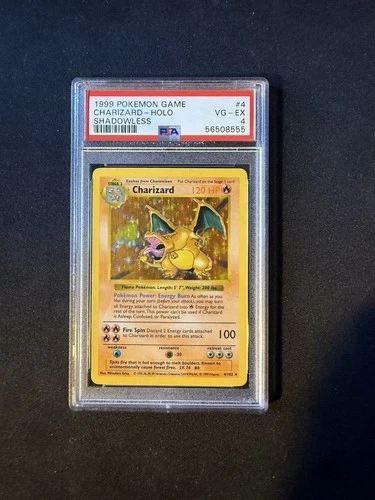 Charizard 1999 Base Set Holo Card 4/102 Shadowless PSA 4