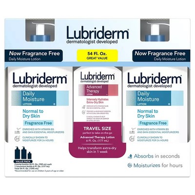 Lubriderm Skin-Moisturizing Daily Unscented & Advanced Therapy Lotion (3-Pack)