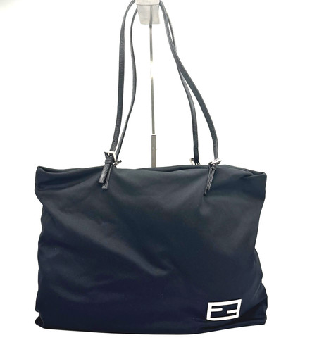 FENDI Shoulder Bag Nylon Leather Black Authentic From Japan #371