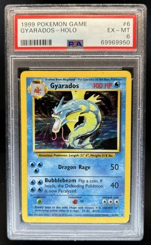 1999 Pokemon Unlimited Gyarados Rare Holo #6/102 PSA 6