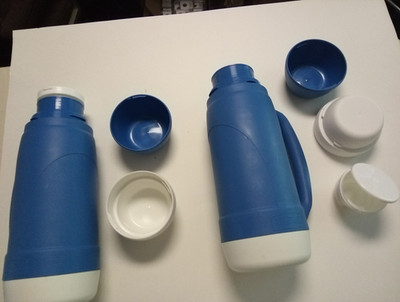 2-Thermos Limited 1 Liter Model 36-100 Blue Insulated Hot/Cold Thermos,NOS,NEW