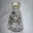 Vtg MCM Pyrex Glass 48 oz Juice Carafe Gold Floral Atomic With Plastic Lid USA