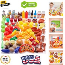 Play Food Sets,143Pcs Play Kitchen Accessories,Toy Food for Toddler, Fake Foo...