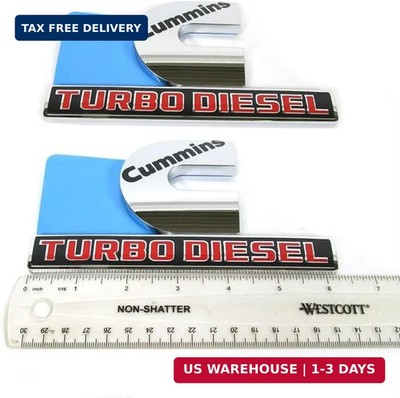 Yoaoo 2Pack OEM Chrome Cummins Turbo Emblem Badges Compatible with 2500 3500 Emb