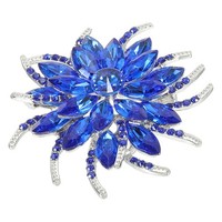 Strass Blume Brosche Pin Vintage Strass Blumen Anstecknadel Dunkelblau