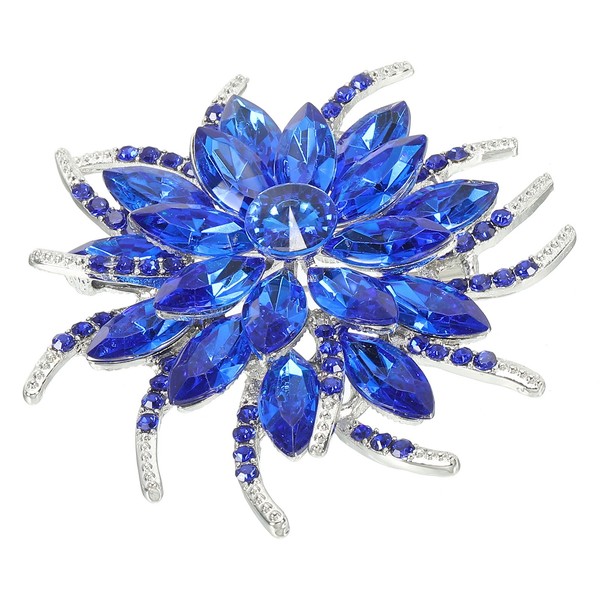 Strass Blume Brosche Pin Vintage Strass Blumen Anstecknadel Dunkelblau-image