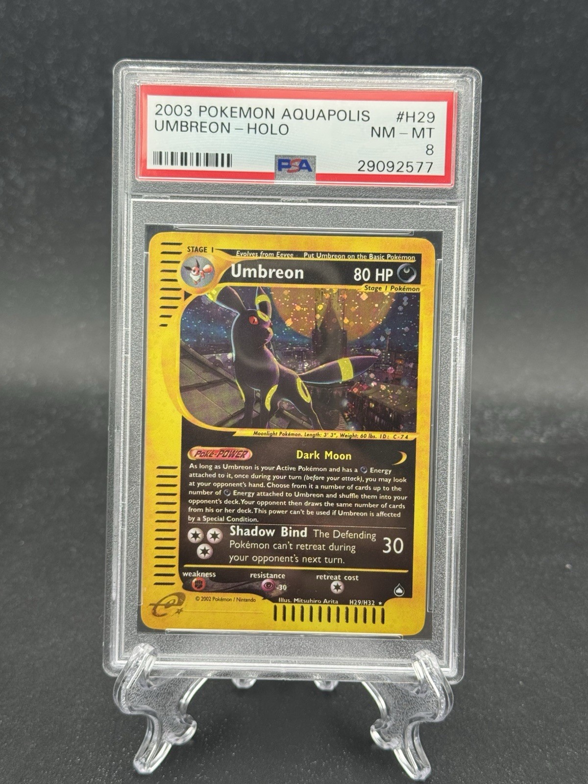 2003 POKEMON AQUAPOLIS #H29 UMBREON-HOLO PSA 8