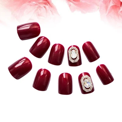 24 Pcs Faux Ongle Rouge Ongles Carré Court Accessoires De Nail Art - Photo 1/4