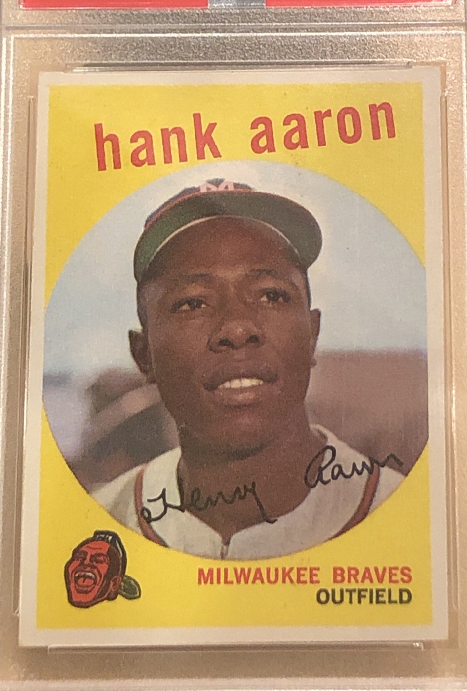 1959 Topps Original Baseball Card HANK AARON Milwaukee Braves #380 PSA 6 view 3