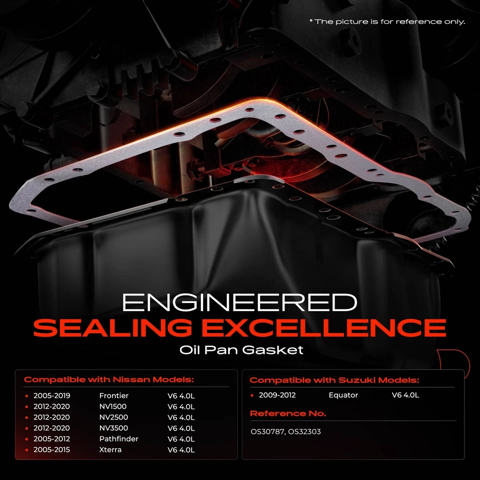 Junta del cárter de aceite del motor para Nissan Pathfinder 2005-2012 NV1500 2012-2020 Suzuki Foto 2 de 4