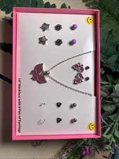 Girls Tween Purple Butterfly Necklace Matching Earrings Set Fashion Jewelry NIB