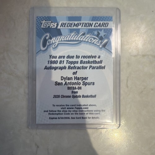 Dylan Harper #80B2R-DH 2025 Topps 1980 Rookie Autograph card