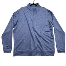 Peter Millar 1/4 Zip Pullover Perth Performance Golf Carts AOP Print Blue Men XL