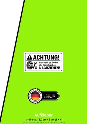 2x Serviceaufkleber Reifen Räder Radschrauben nachziehen Auto Service Aufkleber 