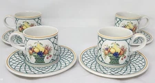 Villeroy & Boch BASKET Coffee Tea Cups & Saucers - Set of 4