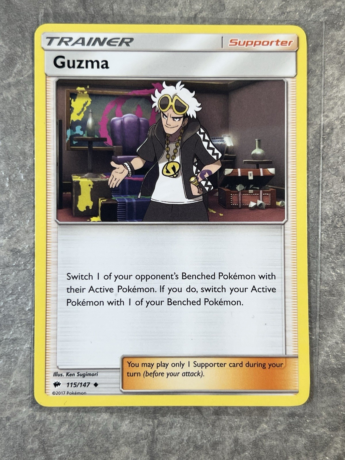 Guzma 115/147 Pokemon TCG Trainer Sun Moon Sm-Burning Shadows Regular (LP)