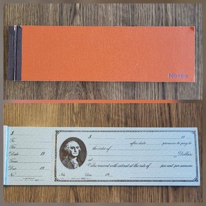 VTG Booklet Blank Interest Paper Promissory Notes Orange Cover George Washington