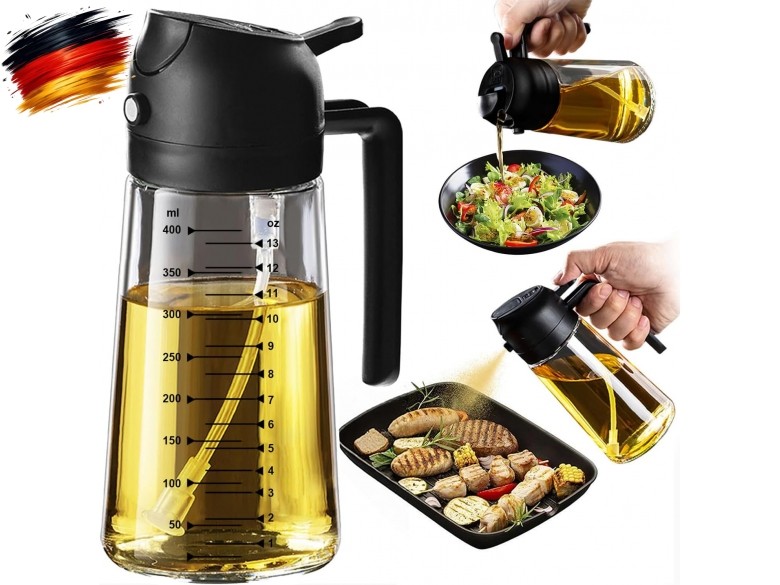 Ölsprüher, 16oz, 470ml, Olivenöl, 2-in-1 Ölspender, Küchen Gadgets, Kochen