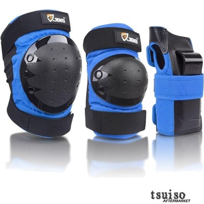 Blue Knee Pads, Elbow Pads & Wrist Guards Set for Inline Skating & Skateboarding