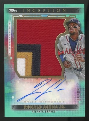 2024 Topps Inception Ronald Acuna Jr. Aqua Jumbo Patch Auto /50 #AJP-RA