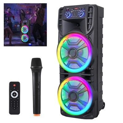 Dual 12'' Portable Bluetooth Speaker System Super Loud Wireless Party Speaker