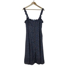 ASTR The Label Floral Ruffle Button Front Midi Dress Blue Cottagecore Size L