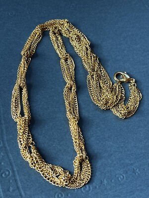 Long Multichain Open Loop Goldtone Necklace   32 inches in length x 0.5 inches