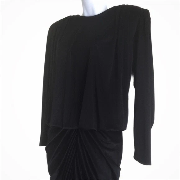 Vestido franzido vintage anos 80 ABBY KENT com lantejoulas - Imagem 2 de 4