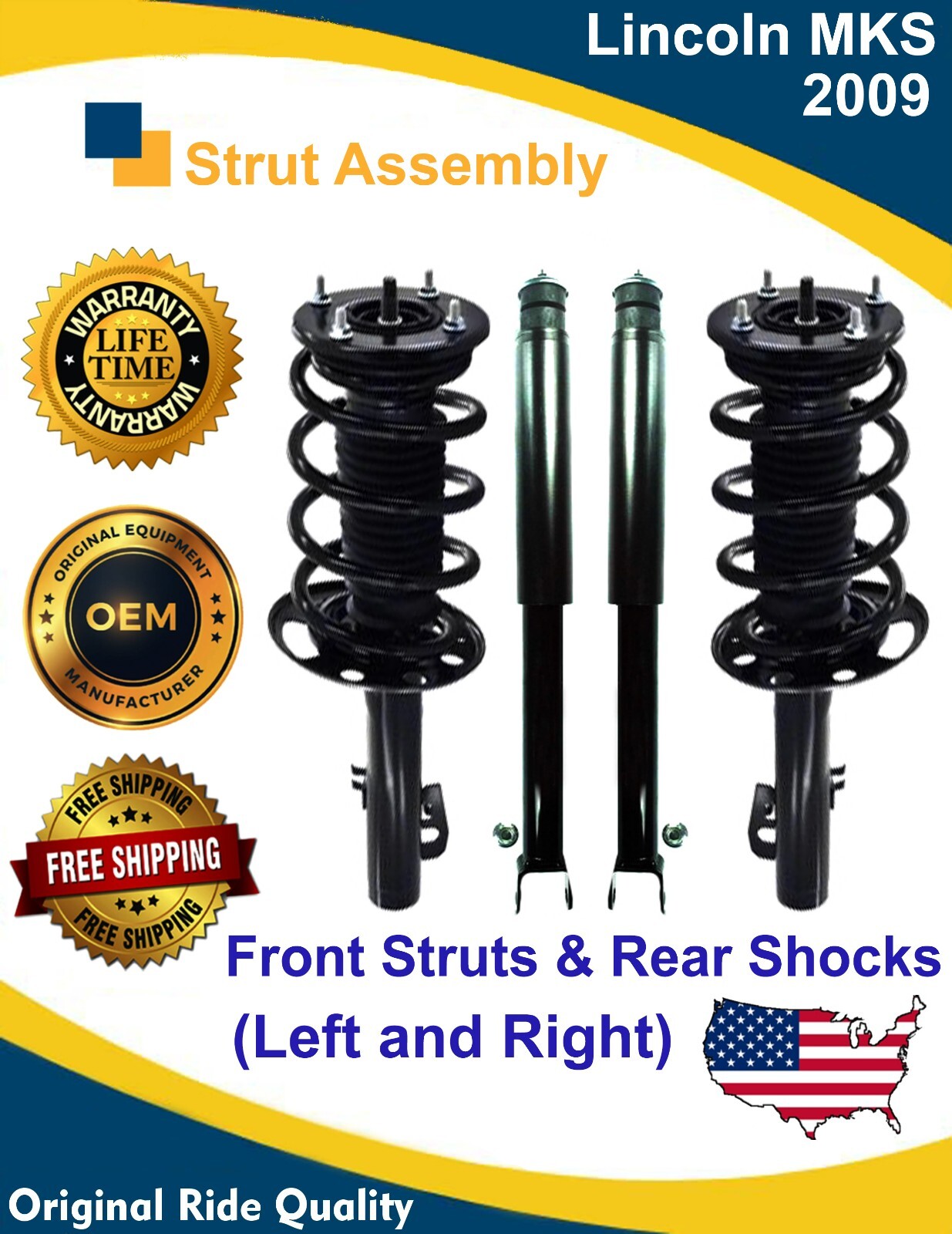 Premium OE Struts & Shocks for 2009 Lincoln MKS 3.7L Lifetime Warranty