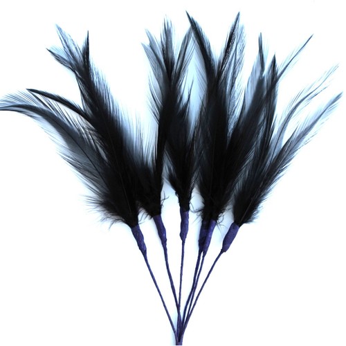 Narrow Feathers - Rooster Neck Hackle 6 Wired Stem Spray 18 Feathers -26 Colours - Picture 4 of 26