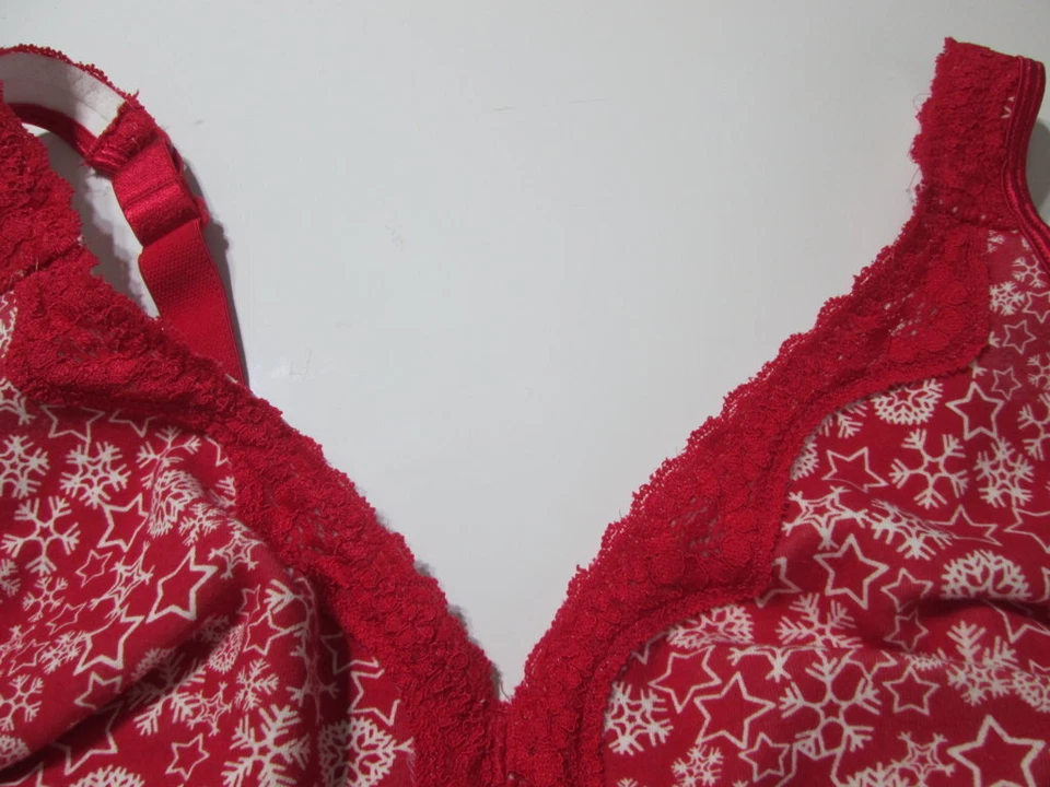 Moda Sujetador Bug Talla XL Rojo Inalámbrico Sin Forro Correas Ajustables Lencería de Encaje Foto 3 de 4