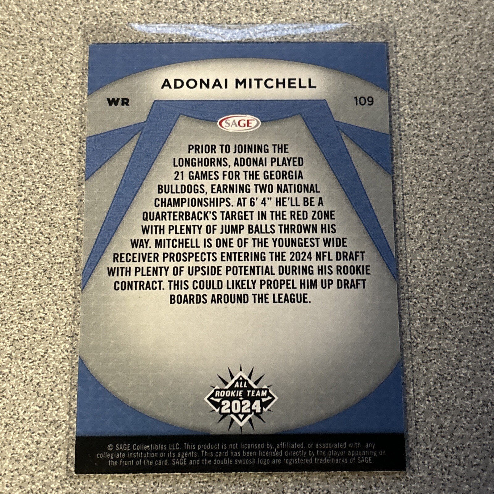 2024 Sage - Adonai Mitchell All Rookie Team BLACK #109 Texas