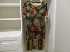 LULAROE JULIA DRESS BLACK RED FLORAL SIZE LARGE