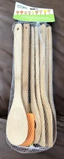 9 PIECE BAMBOO KITCHEN UTENSILS TOOLS SET FORK SPOONS SPATULAS NEW 12” 13259