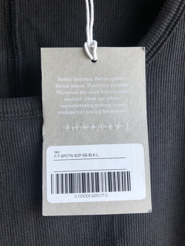 NUEVA Camiseta Everlane The Supima Micro-Rib Cuello Cuchara Talla Grande Negra - Imagen 3 de 10