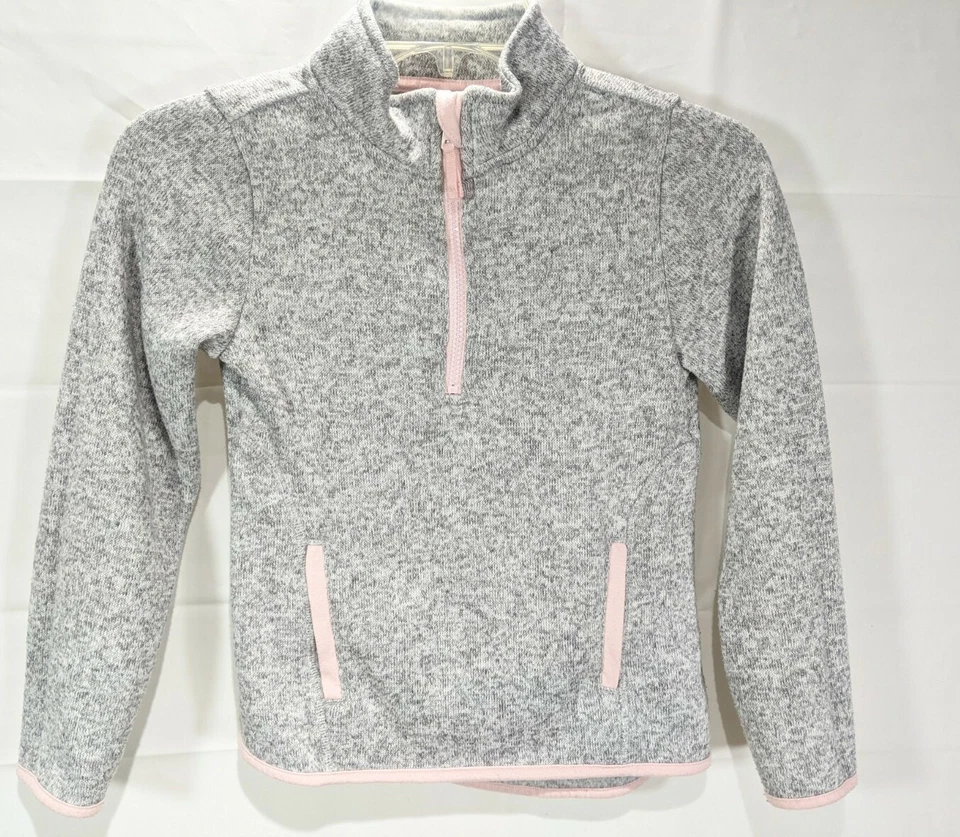 ATHLETIC & OLD NAVY Girl's Gray 1/4 Zip Sweatshirt & Black Unicorn L/S T size M - Image 3 of 4