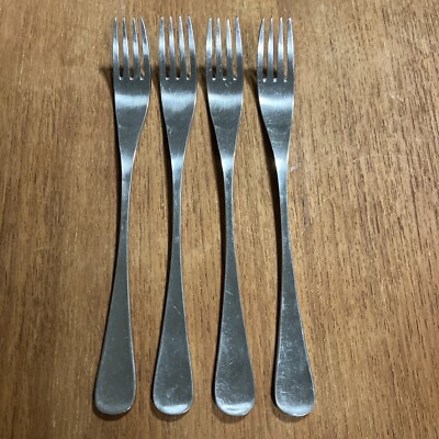 4 NASCO GRETA FORKS DINNER MID CENTURY MODERN STAINLESS STEEL ATOMIC 8 