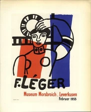 1959 Mini Poster Lithograph ORIGINAL Print Fernand Leger Museum Morsbroich
