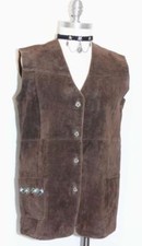 LEATHER VEST Over Coat Jacket GERMAN Hunting Riding Western VEST Brown B40" 10 M