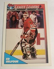 1991 Ed Belfour Topps #425 League Leaders NHLPA Ice Hockey Card Collectible VTG