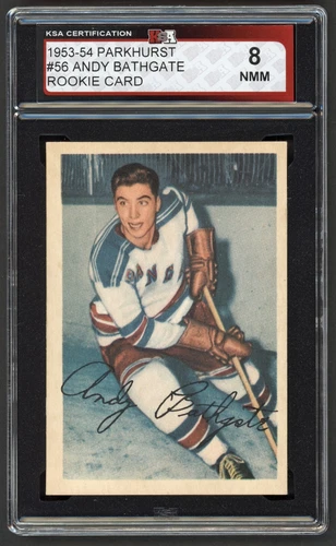 1953-54 PARKHURST #56 ANDY BATHGATE ROOKIE CARD KSA 8 NEAR MINT-MINT