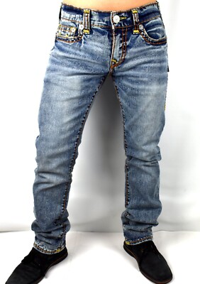 USA製 TRUE RELIGION ricky デニム ヴィンテージ スタッズ True Religion Men's Ricky Medium Wash Relaxed Straight Super T
