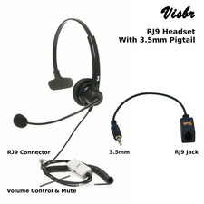Noise Canceling Headset for Office Phones and Laptop Computers Volume  Mute New
