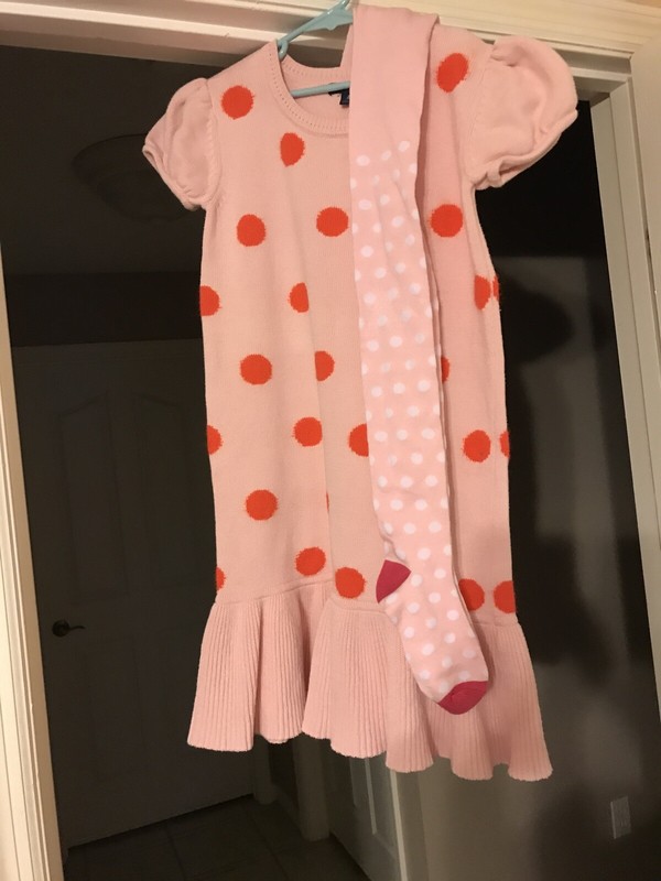 Gap Kids Size 12 Short Sleeve Knit Pink Cotton Dress & Tights - NWOT - Free Ship