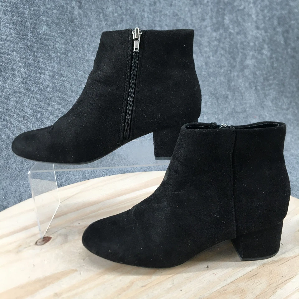 J. Adams Botas Mujer 9 Botines Negro Imitación Cuero Cremallera Lateral Tacones Bloque Foto 2 de 4